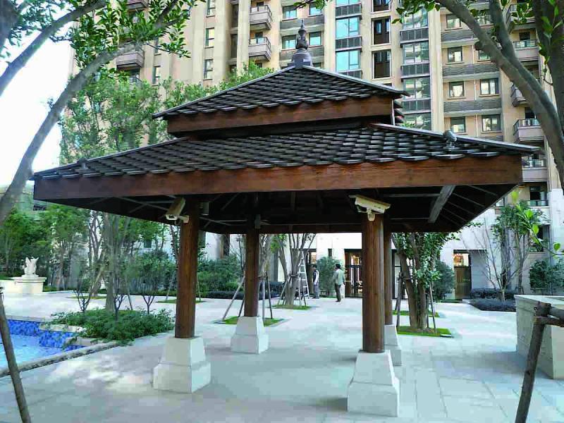 上海某小区钢结构硬木双层四角亭5070 帖子ID:2967-木图网-木结构之家 www.woodpic.cn