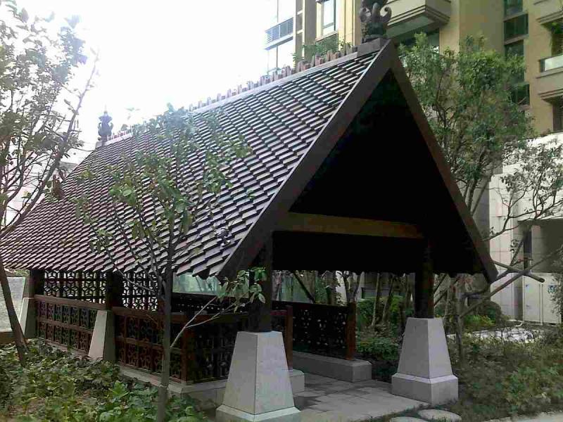 上海某小区钢结构硬木单柱亭9226 帖子ID:2968-木图网-木结构之家 www.woodpic.cn