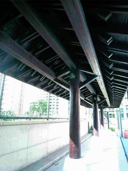 上海某小区钢结构硬木单柱亭7170 帖子ID:2968-木图网-木结构之家 www.woodpic.cn