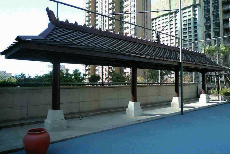 上海某小区钢结构硬木单柱亭9300 帖子ID:2968-木图网-木结构之家 www.woodpic.cn