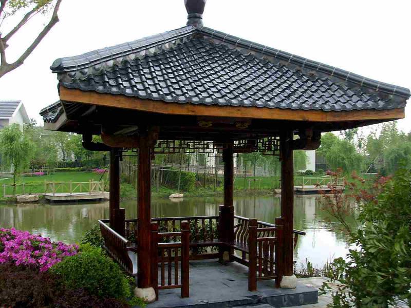 上海兰桥圣菲别墅庭院景观亭5837 帖子ID:2972-木图网-木结构之家 www.woodpic.cn
