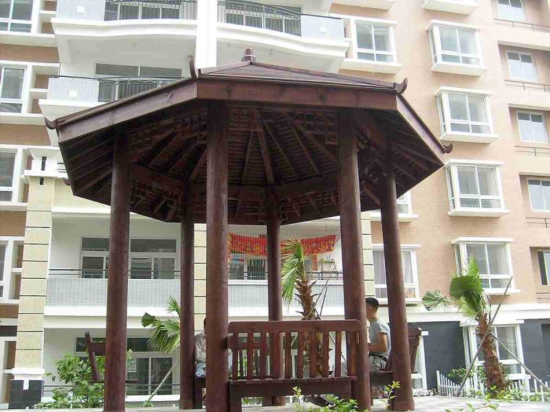 上海防腐木六角凉亭6570 帖子ID:2974-木图网-木结构之家 www.woodpic.cn