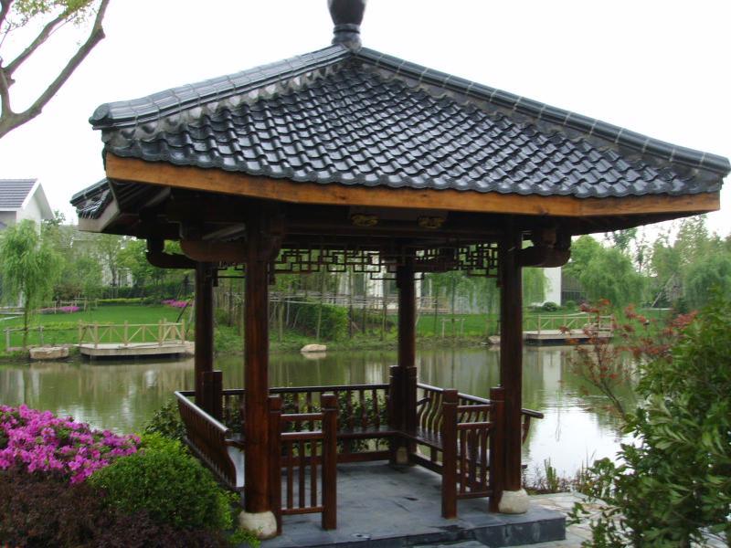 仿古瓦顶防腐木凉亭6862 帖子ID:1005-木图网-木结构之家 www.woodpic.cn