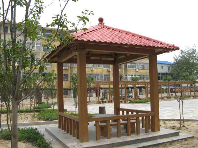 仿古瓦顶防腐木凉亭9535 帖子ID:1005-木图网-木结构之家 www.woodpic.cn