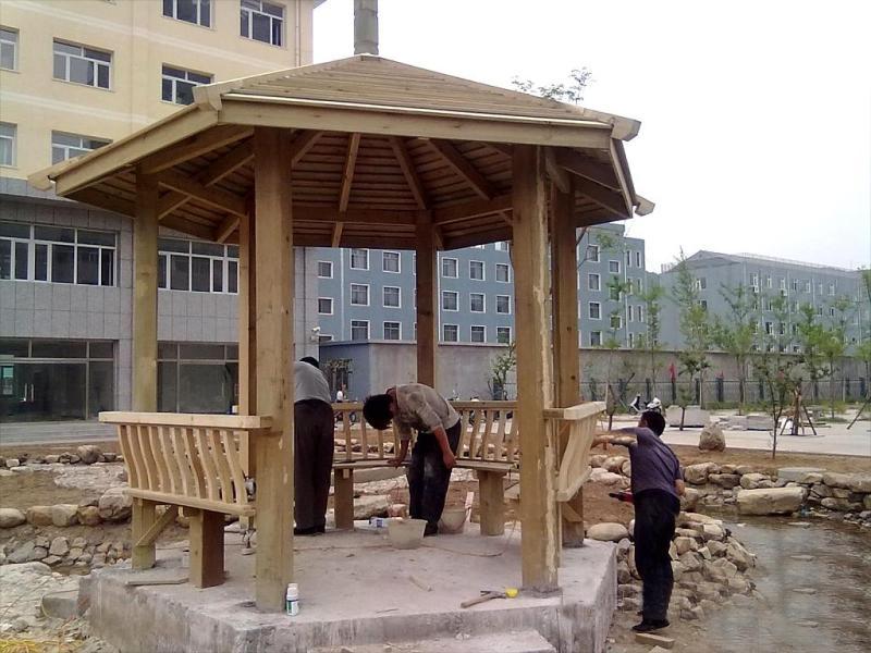美人靠防腐木六角凉亭7714 帖子ID:1008-木图网-木结构之家 www.woodpic.cn